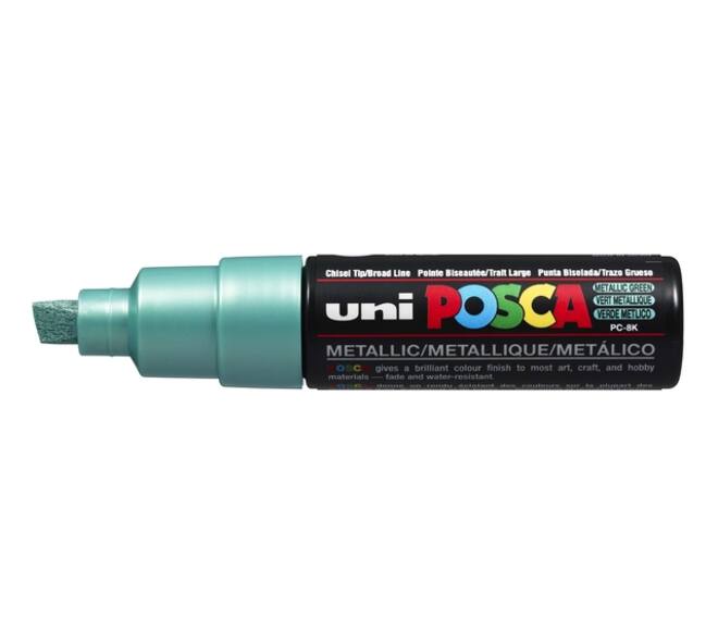 Paintmarker Uni POSCA PC8K breed schuin metallic groen