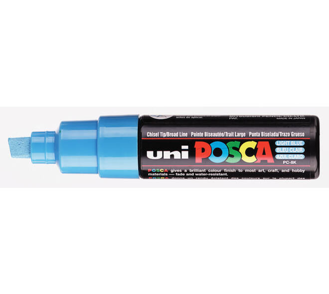 Paintmarker Uni POSCA PC8K breed schuin lichtblauw