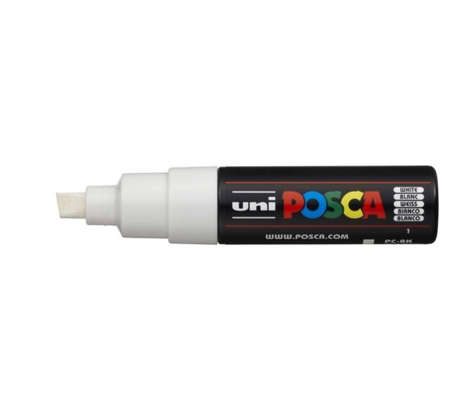Paintmarker Uni POSCA PC8K breed schuin wit
