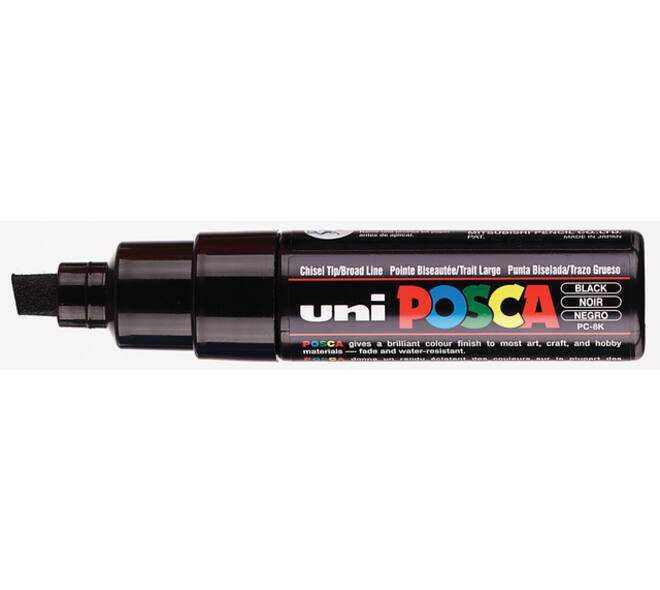 Paintmarker Uni POSCA PC8K breed schuin zwart