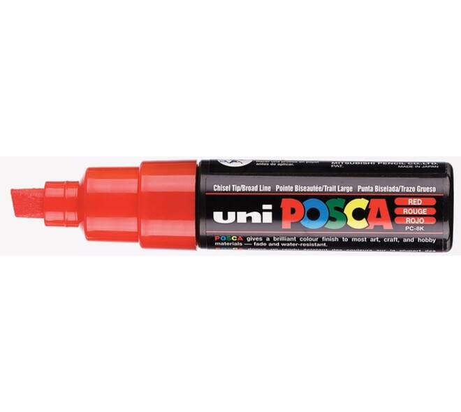 Paintmarker Uni POSCA PC8K breed schuin rood