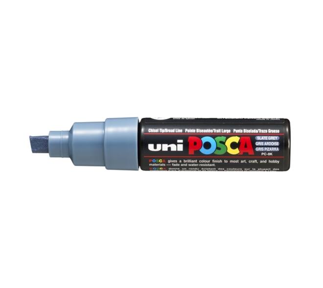 Paintmarker Uni POSCA PC8K breed schuin leisteengrijs