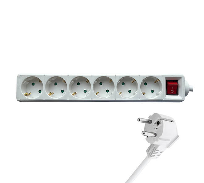 Stekkerdoos BRASQ  6 voudig 1.4 meter wit