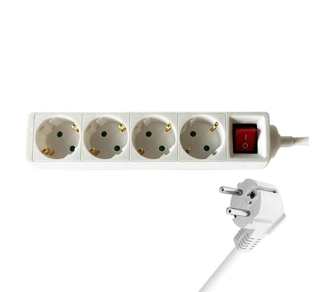 Stekkerdoos BRASQ  4 voudig 3 meter wit