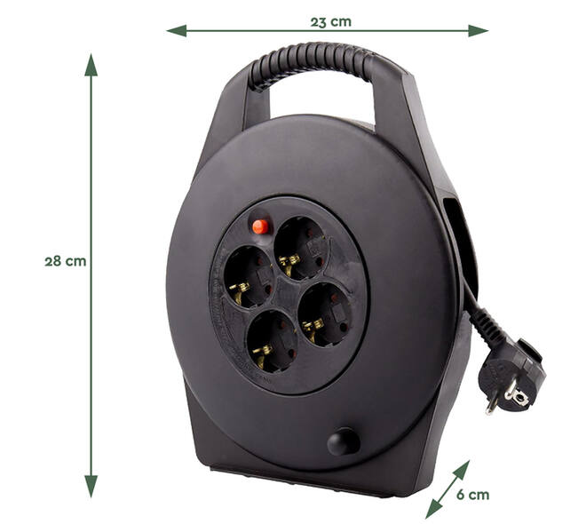 Kabelhaspel BRASQ  4 voudig 15 meter zwart