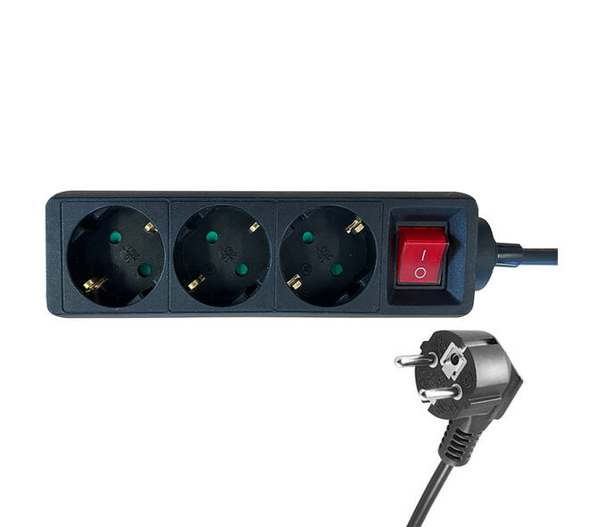 Stekkerdoos BRASQ  3 voudig 1.4 meter zwart