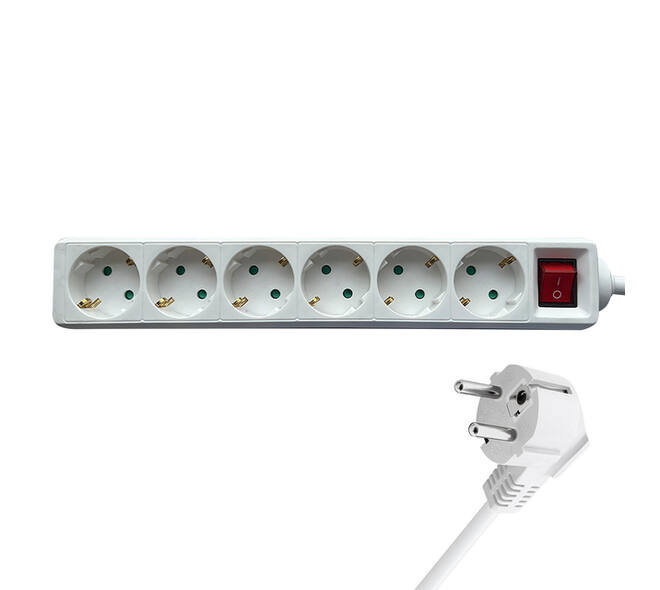 Stekkerdoos BRASQ  6 voudig 3 meter wit