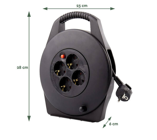 Kabelhaspel BRASQ  4 voudig 10 meter zwart