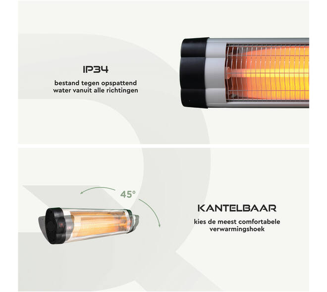 Terrasverwarmer BRASQ PHW200 hangend elektrisch met afstandbediening
