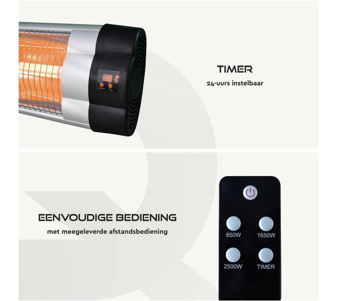 Terrasverwarmer BRASQ PHW200 hangend elektrisch met afstandbediening