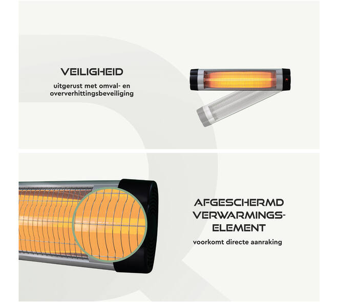 Terrasverwarmer BRASQ PHW200 hangend elektrisch met afstandbediening