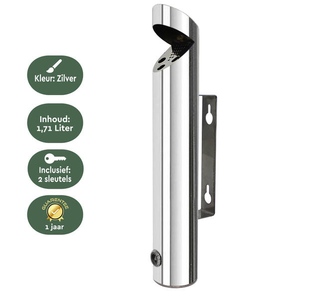 Asbak BRASQ wand AT200 RVS