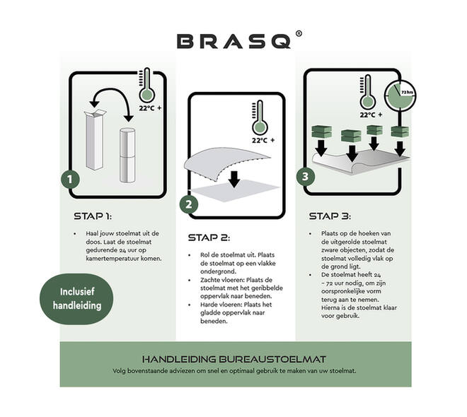 Stoelmat BRASQ PVC 90x120 voor harde vloer
