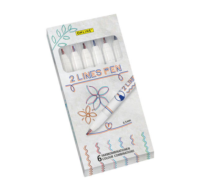 Fineliner Online 2-lijnen assorti doos à 6 stuks