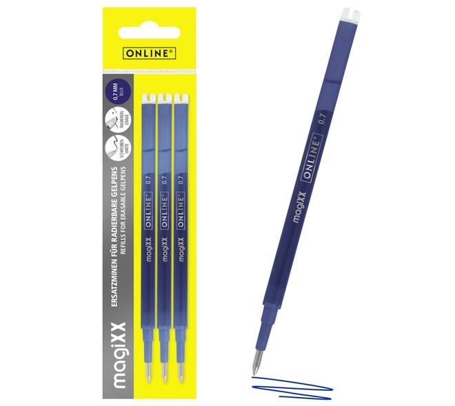 Gelschrijvervulling Online Magixx medium blauw blister à 3 stuks