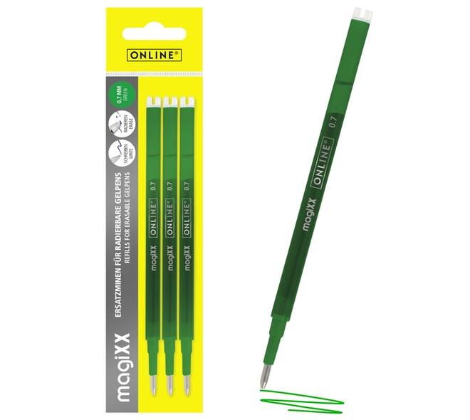Gelschrijvervulling Online Magixx medium groen blister à 3 stuks