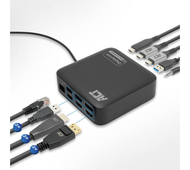 Dockingstation ACT USB-C Dual Monitor met Power Delivery