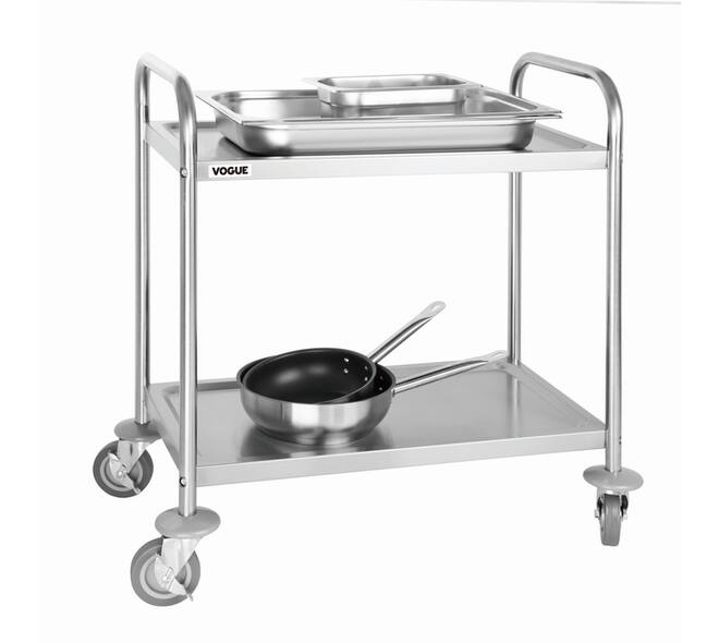 Serveerwagen Vogue met 2 plateaus 82.5x71 cm RVS