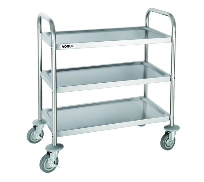 Serveerwagen Vogue met 3 plateaus 82.5x71 cm RVS