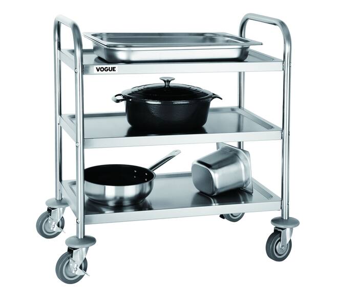 Serveerwagen Vogue met 3 plateaus 82.5x71 cm RVS