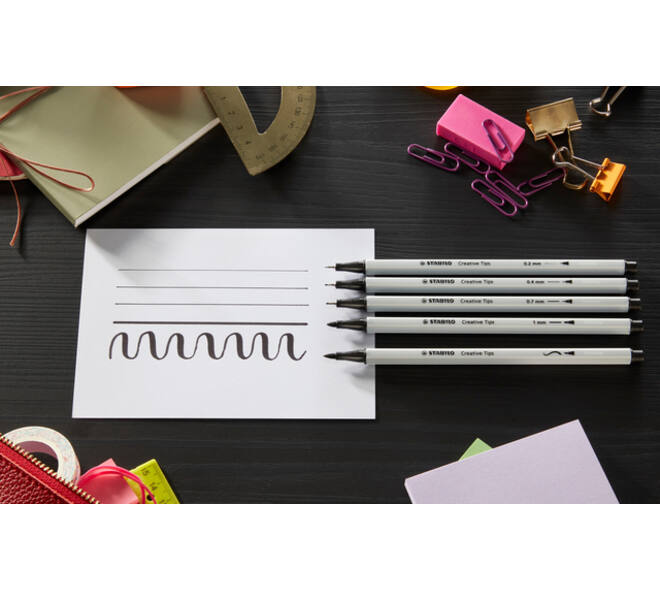 Creative Tips STABILO Arty assorti tips zwart blister à 5 stuks