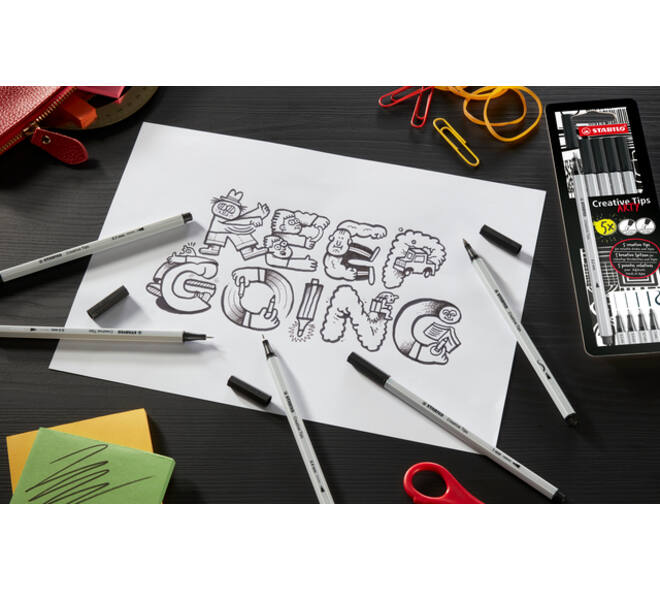 Creative Tips STABILO Arty assorti tips zwart blister à 5 stuks