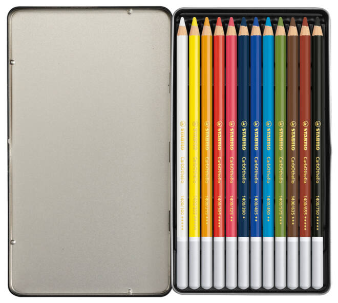 Kleurpotloden STABILO CarbOthello kalkpastel assorti blik à 12 stuks