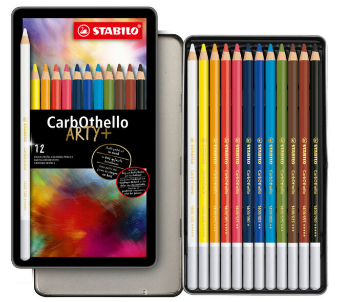 Kleurpotloden STABILO CarbOthello kalkpastel assorti blik à 12 stuks