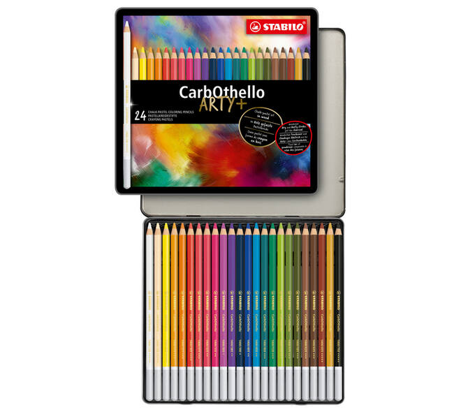Kleurpotloden STABILO CarbOthello kalkpastel assorti blik à 24 stuks