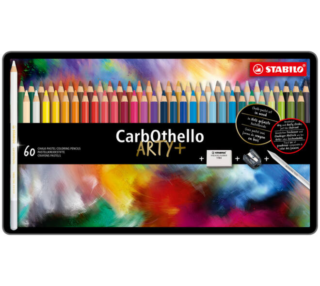 Kleurpotloden STABILO CarbOthello kalkpastel assorti blik à 60 stuks