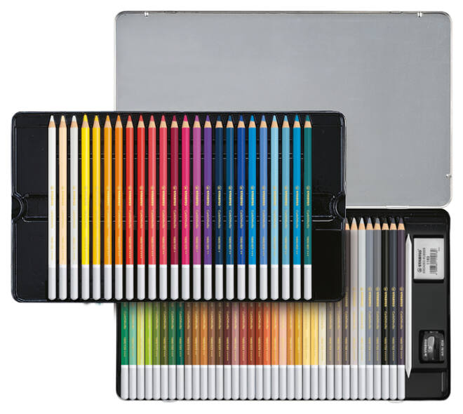 Kleurpotloden STABILO CarbOthello kalkpastel assorti blik à 60 stuks
