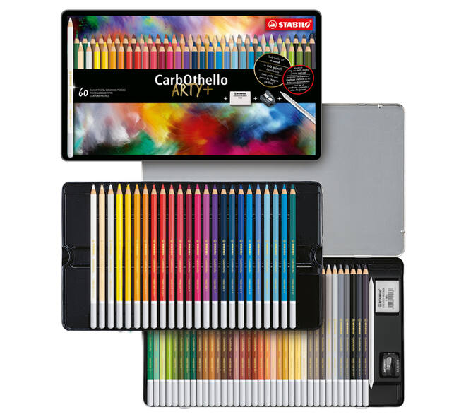 Kleurpotloden STABILO CarbOthello kalkpastel assorti blik à 60 stuks