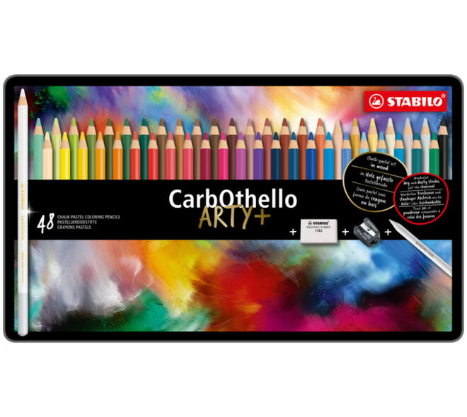 Kleurpotloden STABILO CarbOthello kalkpastel assorti blik à 48 stuks