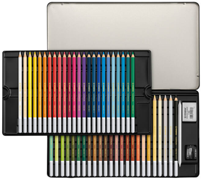 Kleurpotloden STABILO CarbOthello kalkpastel assorti blik à 48 stuks