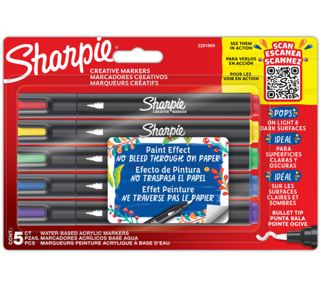 Creatieve marker Sharpie assorti blister à 5 stuks