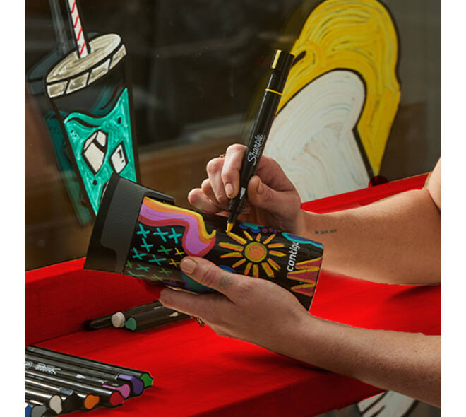 Creatieve marker Sharpie brushpunt assorti blister à 5 stuks