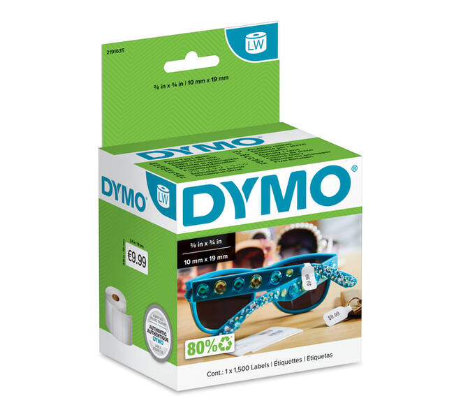 Etiket Dymo LabelWriter prijslabel 10x19mm 1 rol á 1500 etiketten wit
