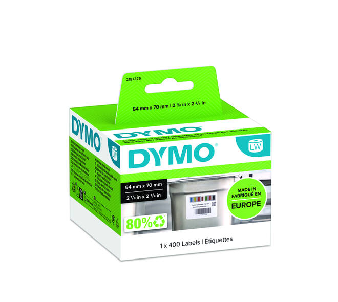 Etiket Dymo LabelWriter voedselhoudbaarheid 54x70mm 1 rol á 400 etiketten wit