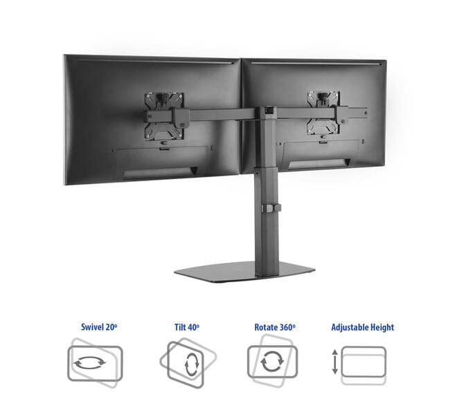 Monitorarm ACT office gasveer crossbar 2 schermen