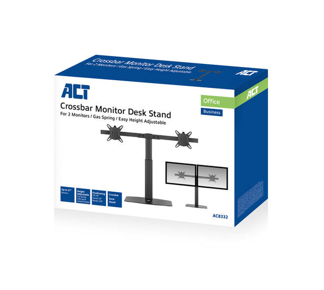 Monitorarm ACT office gasveer crossbar 2 schermen