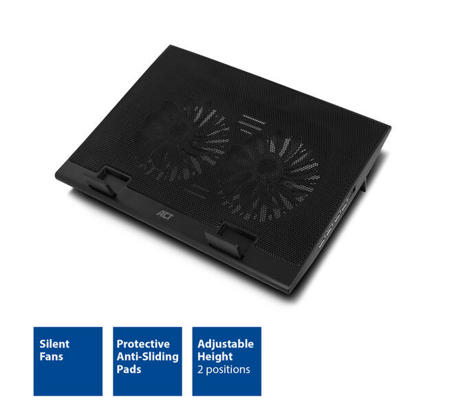 Laptopstandaard ACT 2 standen met ventilator 4-p hub