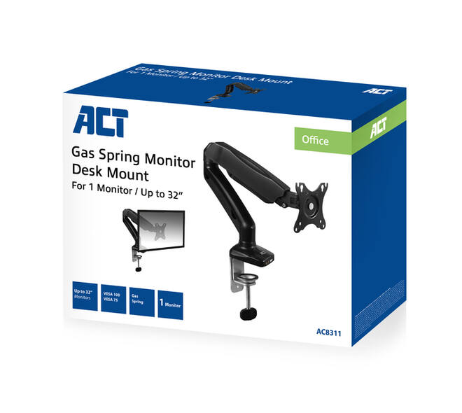 Monitorarm ACT office met gasveer 1 scherm