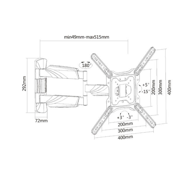 TV wandsteun ACT Full motion 23 tot 55 inch VESA