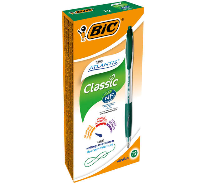 Balpen Bic Atlantis classic grip clic medium groen