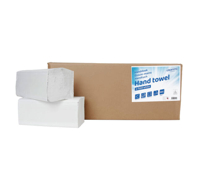 Handdoek Cleaninq H3 z-vouw 2-laags 225x220mm 20x200 vel wit