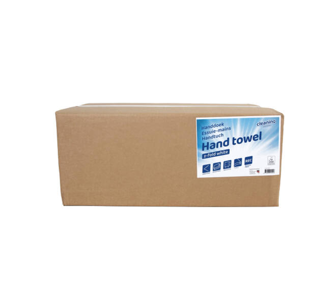 Handdoek Cleaninq H3 z-vouw 2-laags 225x220mm 20x200 vel wit