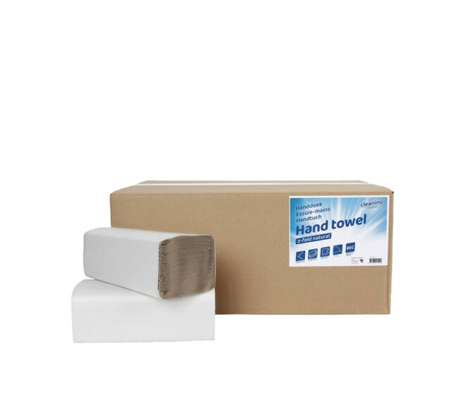Handdoek Cleaninq H3 z-vouw 1-laags 250x230mm 20x250 vel naturel