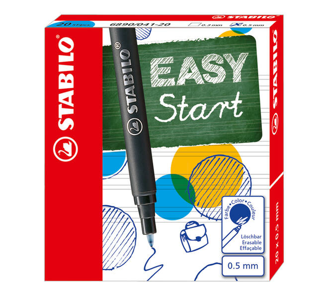 Rollerpenvulling STABILO Easyoriginal fijn blauw doosje à 20 stuks