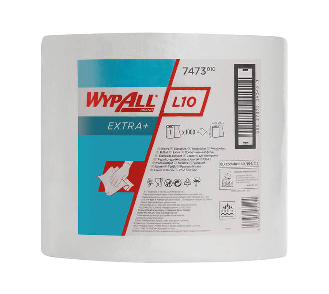 Poetsrol WypAll L10 Extra 1-laags 235mmx380m 1000 vel wit 7473