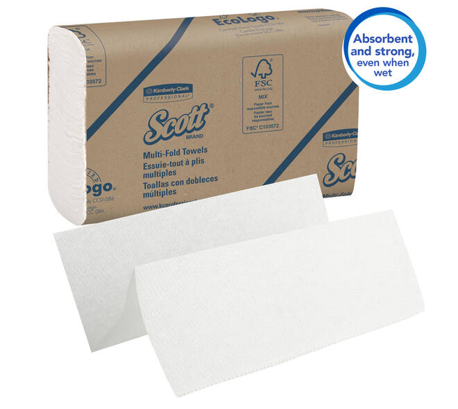 Handdoek Scott m-vouw 1-laags 230x235mm 16x250stuks wit 1804